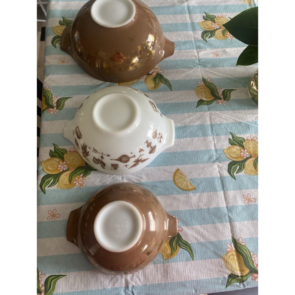 Vintage Pyrex Early American Nesting Cinderella Bowls Mid Century Set Of 3